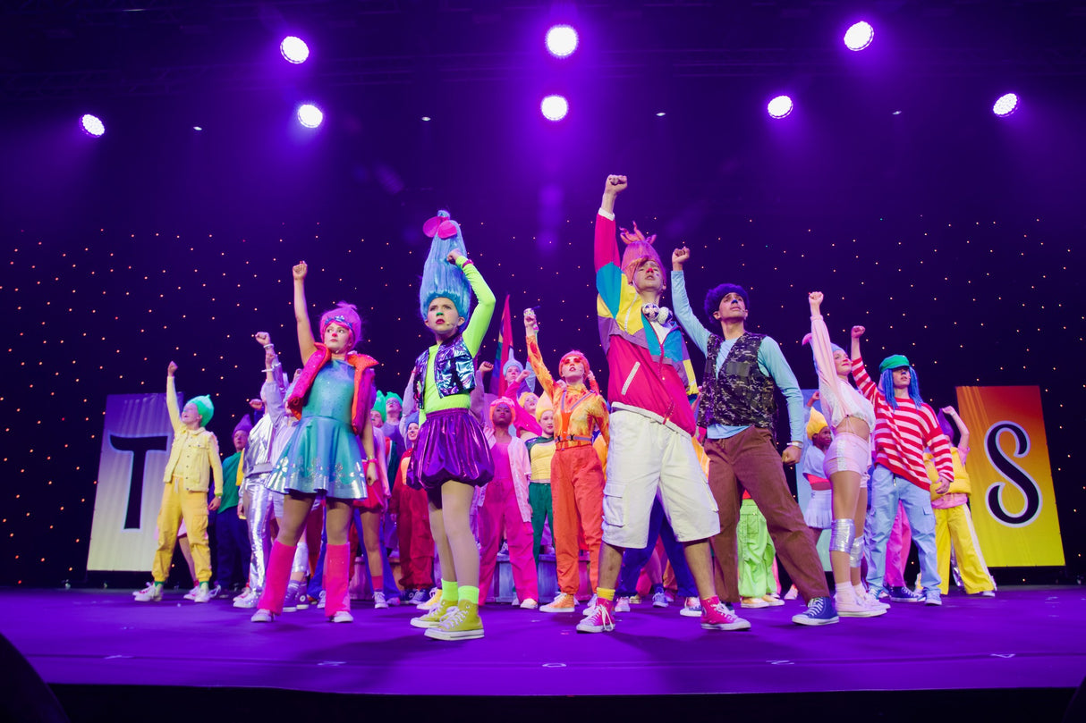 Trolls Musical Jr cast performing school musical scene