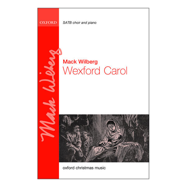 Music sheet cover for 'Wexford Carol' by Mack Wilberg with red and black design.