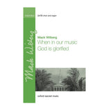 Music sheet cover with green vertical stripe and text about Mack Wilberg's composition.